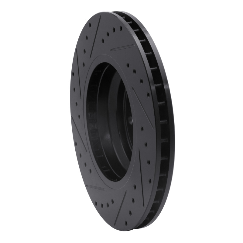 BMW 335I Brake Rotor (1) - Front Right - R1 Concepts - Drilled & Slotted - Black - `07-`15